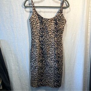 Twenty One stretch cotton bodycon tank dress leopard print zip back S